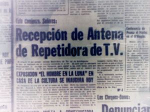 Nota de El Tarapacá con la instalación de la antena de TVN en 1970