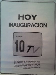 Aviso sobre la inauguración de Canal 10 en El Mercurio de Calama
